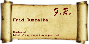 Frid Ruszalka névjegykártya